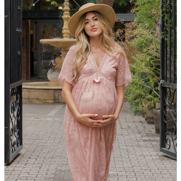 chinese dress ladies Pink Lace Maternity Dress
